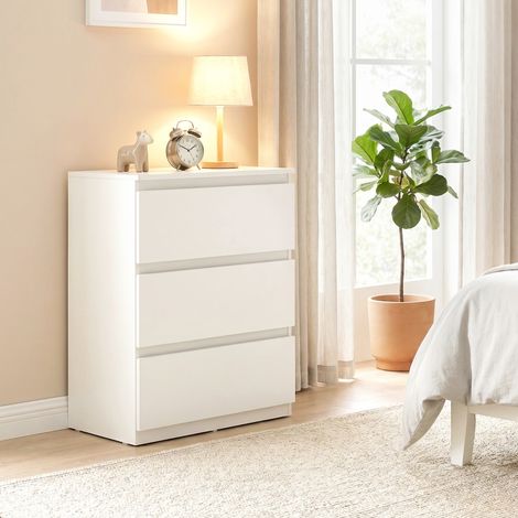 Commode à 3 tiroirs, meuble de rangement moderne pour la chambre, blanche (1/5)