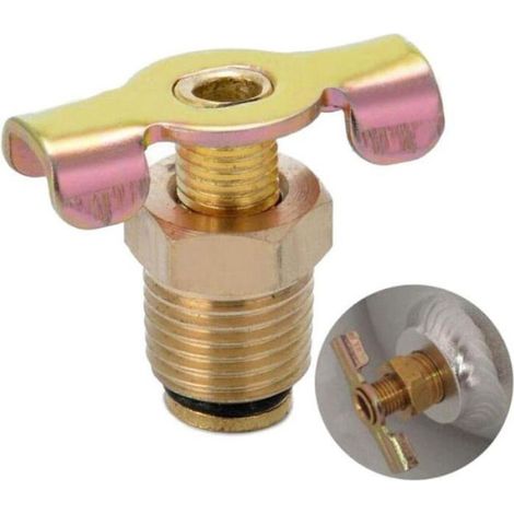 Lot de 2 robinets de purge compresseur d’air, vidange condensats 1/4 NPT mâle, laiton avec poignée, atelier (1/4)