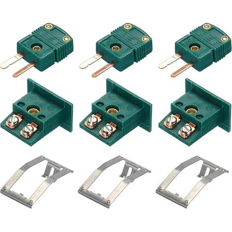 Connecteurs de Fil de Thermocouple de Type R/S Prise Mâle avec Prise Mini à Montage sur Panneau 220°C (428°F) pour Capteur de Thermocouple, Vert Foncé 2 Ensembles (1/5)