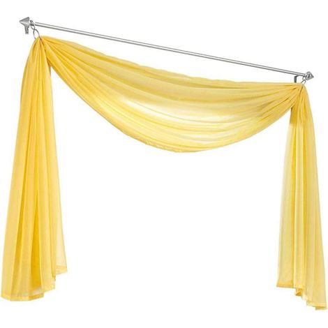 Cantonnière en voile transparent jaune, rideau décoratif uni pour chambre, salon, mariage – 140 x 300 cm–DELKEVIC