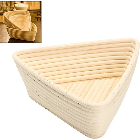 Paniers triangulaires de fermentation pour pain avec doublure, bol en rotin fait main