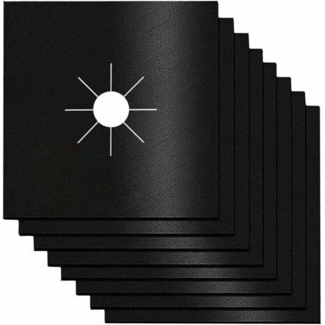 8 Pcs Brûleur de Cuisinière Réutilisable Couvre Plaque de Cuisson à Gaz Protection D'écra Cuisinière Gaz Protecteur Pad Antiadhésif, Facile Nettoyer, pour Familles, écoles, Restaurants Etc—Noir (1/5)