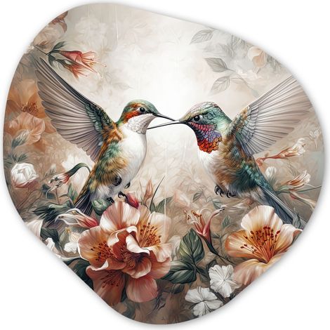 CERCHIO DA PARETE Colibrì - Uccelli - Fiori - Natura 40x40 cm (1/4)