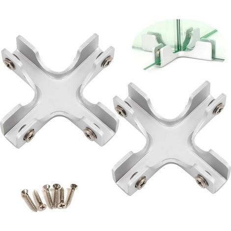 Lot de 2 supports de verre en forme de croix en alliage d'aluminium pour verre de 8 à 10 mm d'épaisseur Livré avec vis (1/3)