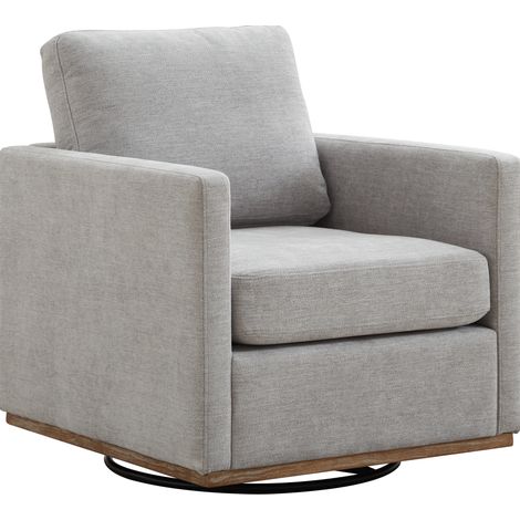 Fauteuil pivotant carré en chenille grise avec accoudoirs, siège 360°, pour salon et chambre (1/5)