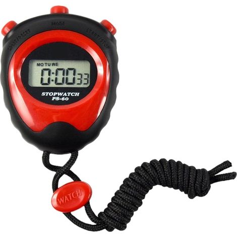Chronomètre LCD Chronographe Numérique en Cours D'exécution Football en Plein Air Sport Entraînement Temps Minuterie Compte À Rebours Deuxième Horloge Chronomètre Portable(Red) (1/5)