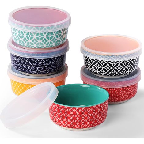 Lot de 6 bols à sauce en porcelaine - 176 ml - Bol empilable pour sauce, collation, crème brûlée - Multicolore - Passe au lave-vaisselle et au micro-ondes (1/5)
