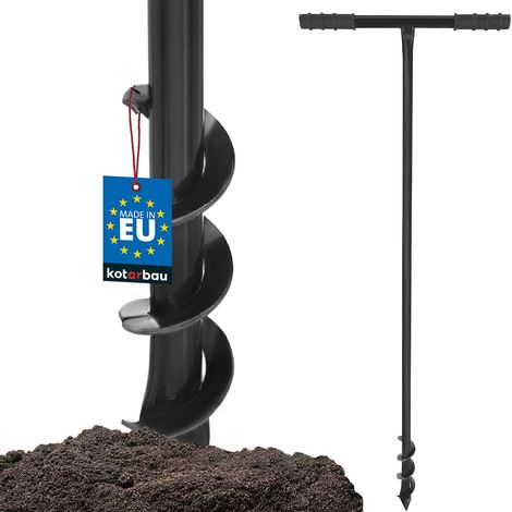 KOTARBAU® Tarière Manuelle - ⌀ 110 mm - Métal - 115 cm - Noir - Foret Tarière - pour Trou de Piquet de Clôture et Arbre - Poignée en T Ergonomique - Robuste - Outil de Jardinage