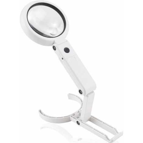 Loupe à main avec lumière LED, loupe de lecture, loupe de bureau avec support pliable pour lecture, inspection, soudage, processus, réparation, Ø75 mm (1/3)