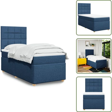 The Living Store Boxspringbett mit Matratze Blau 100x200 cm Stoff - Boxspringbett - Doppelbett - Schlafsystem - Bettsofa - Blau (1/5)