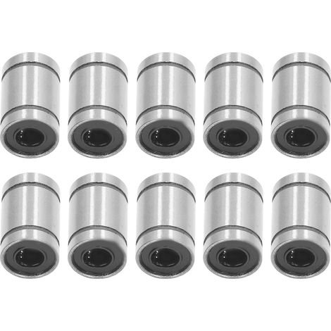Lot de 10 roulements à billes linéaires en acier allié, diamètre intérieur 6 mm, diamètre extérieur 12 mm, longueur 19 mm (LM6UU) pour machines et équipements.