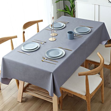 Nappe en plastique PVC lavable, imperméable et antitache pour restaurants, jardins, fêtes, mariages ou maison, grise, dimensions : 140 x 200 cm (1/5)