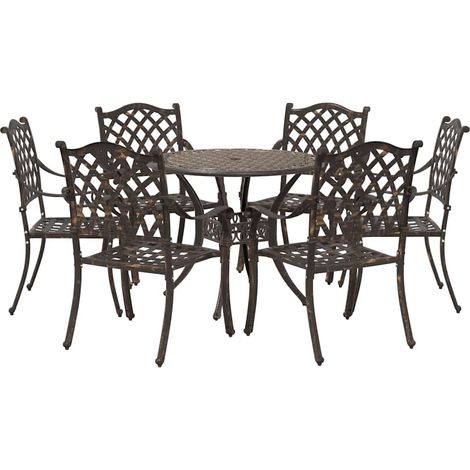 Maison Exclusive - Garten Essgruppe 7 pcs Bronze Aluminium