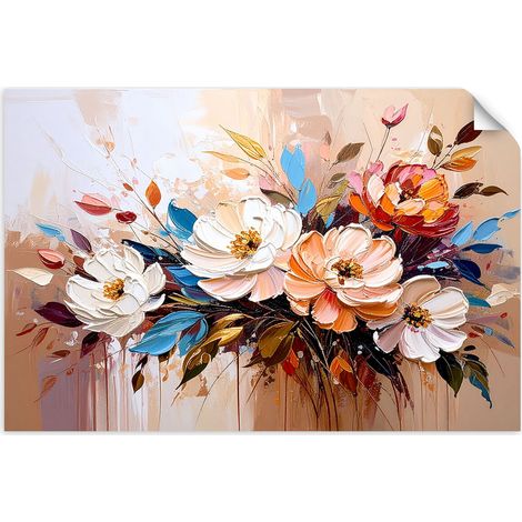 Selbstklebendes Poster – Wandsticker Blumenstrauß bunt abstrakt 45x30 cm (1/3)