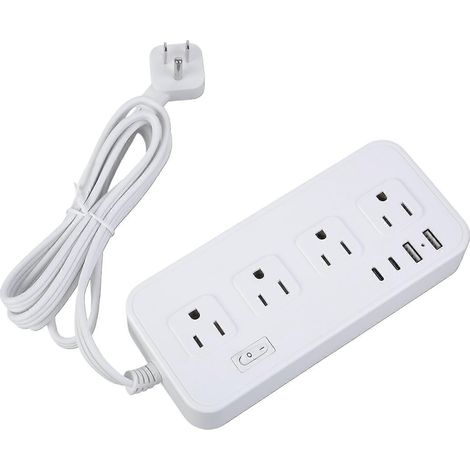 Prise de courant haute efficacité, fiche plate, 8 prises, 2 ports USB, 2 ports Type-C, cordon d'alimentation de 1,5 m, protection contre les surtensions de 2000 J, compatible à l'international. (1/5)