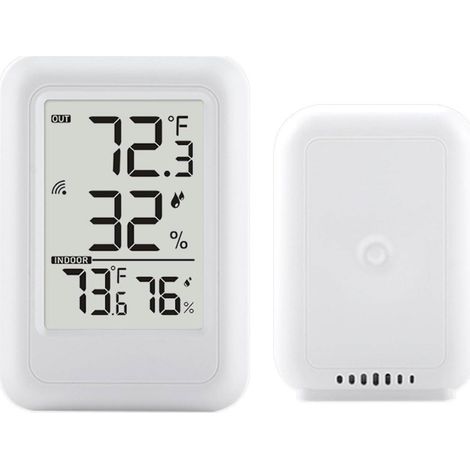 Ortviai – Funkwetterstation mit Außensensor – Temperatur und Feuchte innen/außen, Min/Max 24 h – °C/°F, Reichweite 100 m (1/3)
