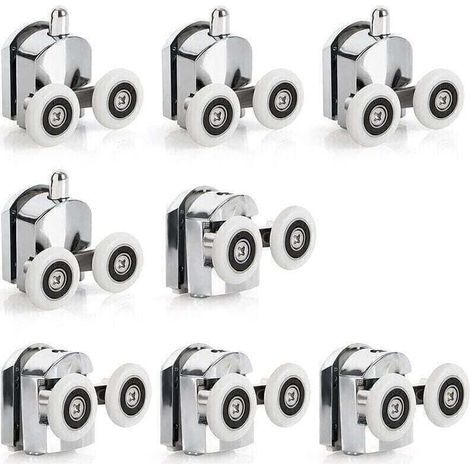 8 Roulettes Porte de Douche Coulissante Roulette Porte Coulissante Douche en Alliage de Zinc 23 mm de Diamètre Roues Jumelées de Rechange pour Salle de Bain (1/5)