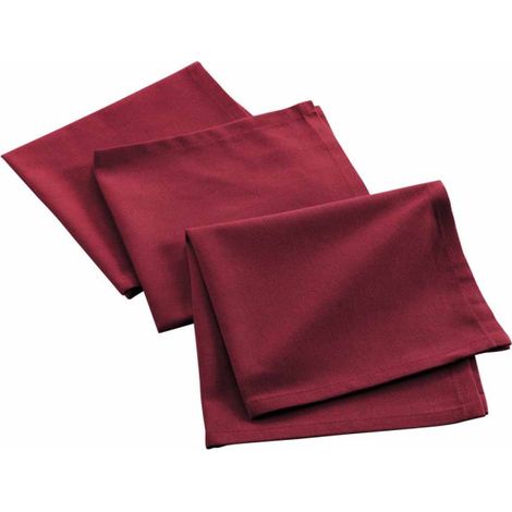 Lot de 3 Serviettes de Table "Mistral" 40x40cm Bordeaux (1/2)