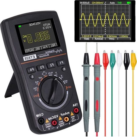 Oscilloscope multimètre LED professionnel 2,4 pouces Écran de couleur ET828 Haute résolution 2.5 Témlement d'échantillonnage MSPS TESTAGE Intelligent Oscilloscope numérique Graphical (1/5)