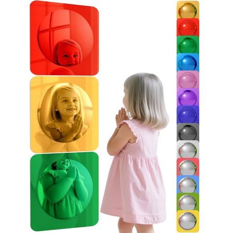 Dreiteiliger sensorischer Acryl-Wandspiegel mit Blasen, farbige konvexe Spiegel, Spielzeug für Vorschulklassen, Ruhezone in Kindertagesstätten und Beschäftigungsmaterial für Haustiere. (1/5)