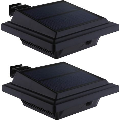 Lampe solaire de gouttière à 40 LED Éclairage solaire extérieur Éclairage de jardin noir, lumière solaire blanc froid, applique murale de sécurité 3 W pour garage, terrasse [Classe énergétique A] (2 (1/5)