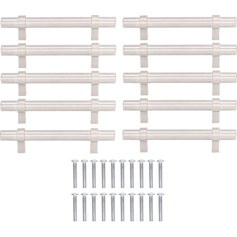 Maniglie per mobili da cucina, maniglie per cassetti, 10 pezzi di maniglie nere per mobili in acciaio inox 201, design moderno cavo, resistenti, ad alta durezza, larghe (distanza tra i fori 128 mm).