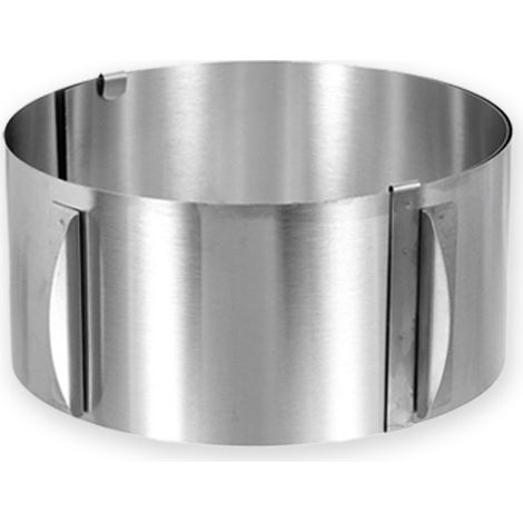 Cercle à Pâtisserie Réglable Ø 16-30cm Moule Gâteau Rond en Acier Inoxydable avec Échelle Extensible pour Dessert, Tarte, Mousse, etc，Hauteur : 10 cm