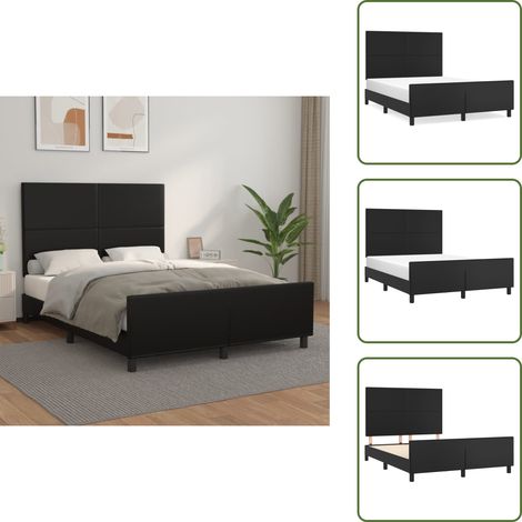 Cadre de lit sans matelas noir 140x190 cm similicuir - Lit Double - Cadre De Lit - Tête De Lit - Similicuir - Meuble Chambre À Coucher (1/5)