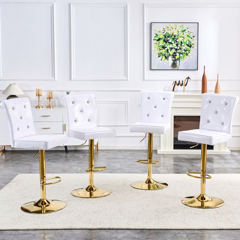 REDOM silla de comedor de PVC blanco, diseño tipo piel de cocodrilo, detalle de hebilla de cristal, superficie impermeable (1/5)