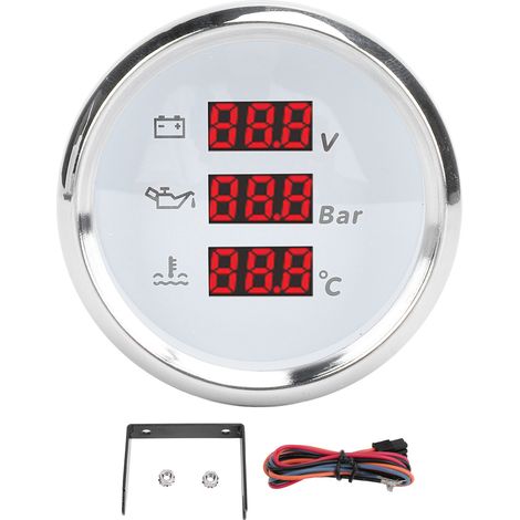 Jauge Numérique de Température de l'eau/Pression d'huile/tension, Voltmètre Numérique Pression d'huile/Jauge de Température de l'eau 52 Mm 9-32 V DC pour Camping-car (cadran. (1/5)