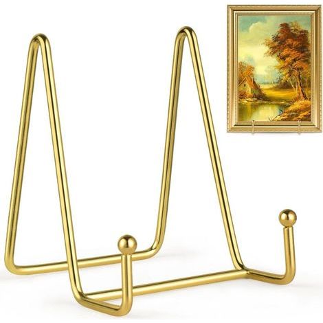 Supporto per piatti da 10 cm, cavalletto in ferro placcato oro migliorato, portafoto in metallo per piatti decorativi, tavolette e opere d'arte (set da 2) (1/4)