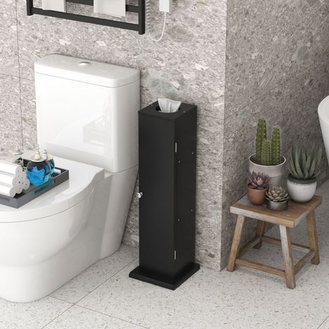 Portarrollos de papel higiénico de 3 niveles para baño con dispensador, para espacios pequeños, color negro. (1/5)
