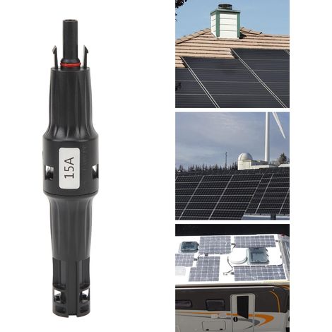 Connecteur mâle/femelle étanche 1500 V 15 A avec fusible, connecteur pour diode photovoltaïque compatible avec diode anti-retour MC4 (1/5)