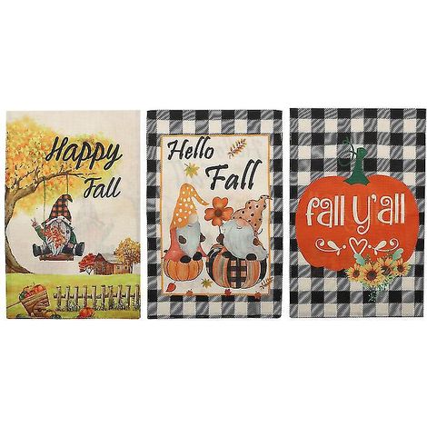 Lot de 3 drapeaux de jardin citrouille (1/3)