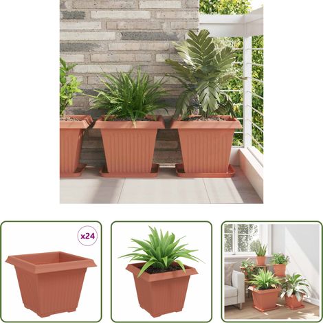 Pot à fleurs extérieur - Pot de Fleurs Carré 24 pcs Rouge brique 38 x 38 x 30 cm (1/5)