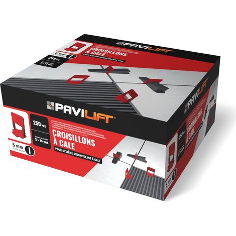 250 Croisillons autonivelants à cale en "I" 5mm (carrelage de 3 à 14mm) PAVILIFT (1/2)
