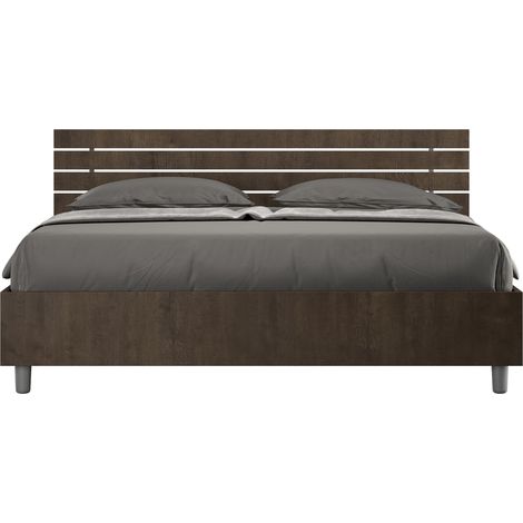 Letto Matrimoniale 160x190 cm Senza Rete Testata Doghe Dritta Ankel Noce (1/5)