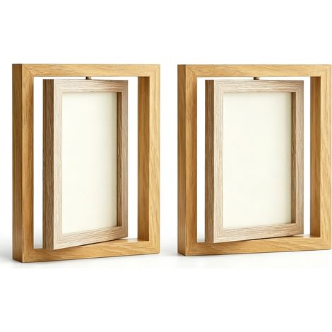 Fotolijst - Madera - 10x15 cm - Rotable 360° - Para Mesa o Pared - 2 Unidades (1/5)