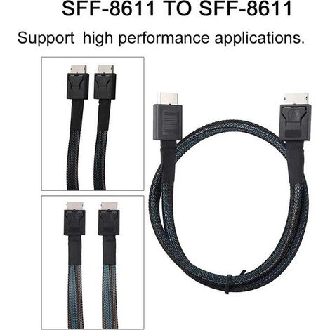 2x Oculink SFF-8611 zu SFF-8611 PCIE4.0 SAS 24 Gbit/s Datenverlängerungskabel (1 m)