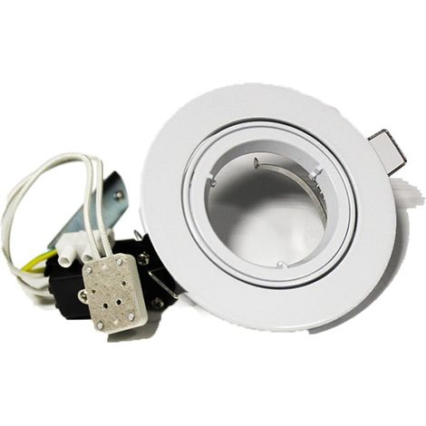 Socle pour LED MR16 (12v) blanc ou métal brossé Couleur support: Blanc