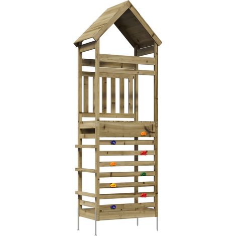 Outdoor Play Tower Natural Solid Impregnated Pinewood vidaXL (1/5)