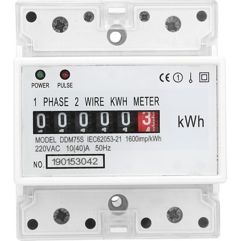 Compteur d'énergie LED monophasé 4P DDM75S 10-40A, wattmètre de consommation électrique sur rail DIN (1/5)