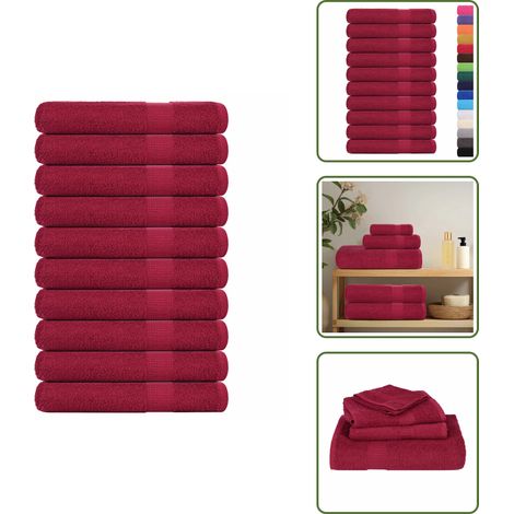 The Living Store Saunatücher FROGN 10 Stk. Bordeaux 80x200 cm 360 g/m² - Saunabank (1/5)