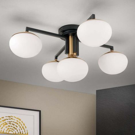 [GEBRAUCHT] B-Ware Deckenleuchte Josephine 5-flammig LED Lampe dimmbar schwarz weiß Ø73,5cm (1/2)