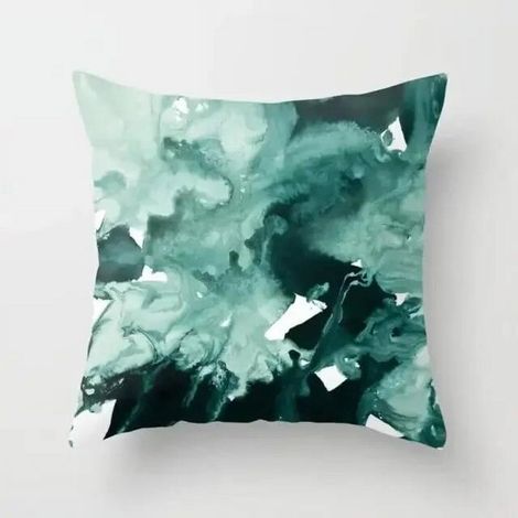 Taie D'oreiller - Coton Linen Mélangé - Motif Aquarelle Abstrait Double Face - Pour Canapé Lit Chaise Bureau Extérieur - 40x40 cm (1/5)