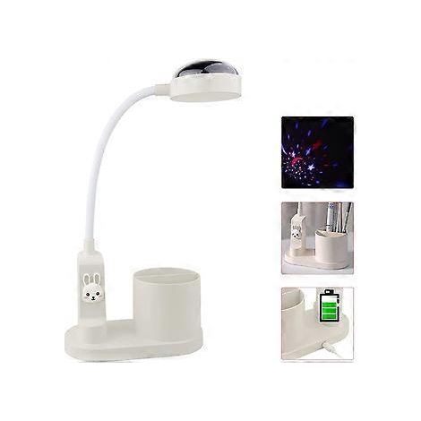 Lampe de bureau LED mignonne pour enfants avec porte-stylo, lampe d'étude rechargeable avec projection d'étoiles, 3 niveaux de luminosité, veilleuse pour chambre d'enfant B (1/5)