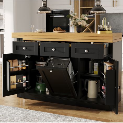 Ensemble salon 3 pièces 200x40x49,5 cm MDF naturel, portes coulissantes - CHICFURN (1/5)