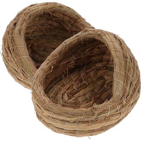 Nid de Poulailler Tressé en Paille 2 Pièces, 15 Cm  Lit de Couchage pour Petits Animaux, Portable à Emporter Partout, pour Repos et Sommeil (1/5)
