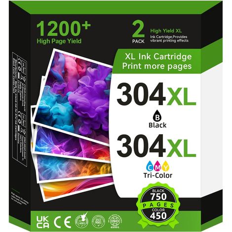 304XL Cartouches d'impression pour HP 304 Remplacement pour HP 304 Cartouches Noir et Couleur pour HP Envy 5000 5030 5020 5010 5020 5032 für Deskjet 3750 3720 3730 3760 3762 2630 2620 2622 (1/5)