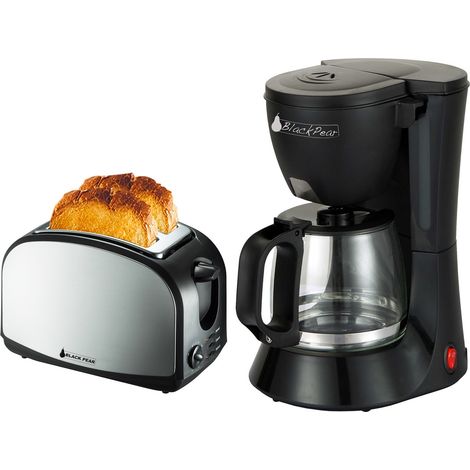 Cafetière noir 12 tasses-1.2L - 680W - BCM112 Blackpear + Grille pain finition inox 900W